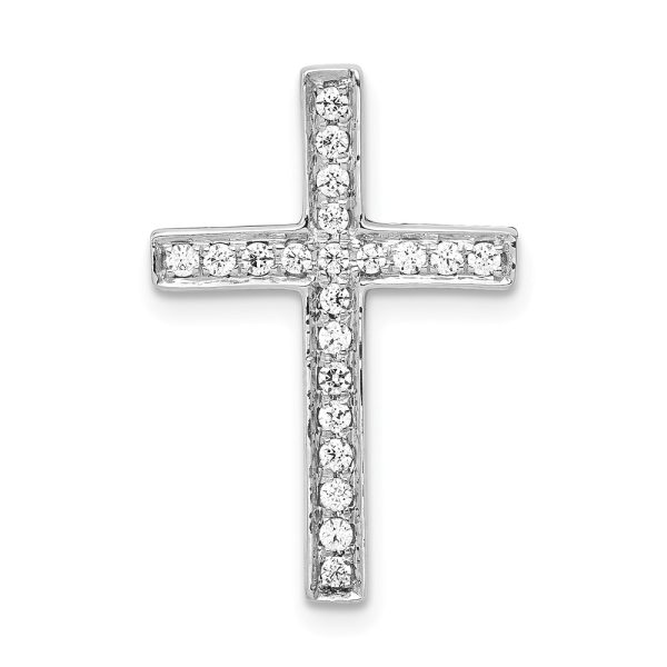 14k White Gold 1/5 Ctw Diamond Latin Cross Slide Pendant, 14 x 22mm