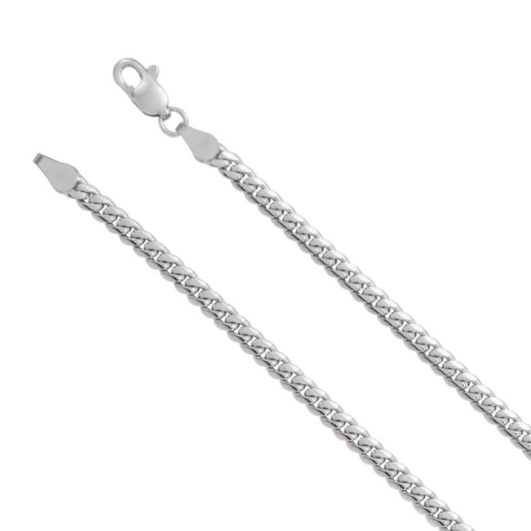 14k White Gold 3.25mm Solid Miami Cuban (Curb) Chain Necklace, 18 Inch