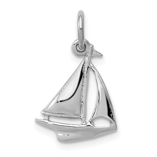 14k White Gold 3D Sailboat Charm