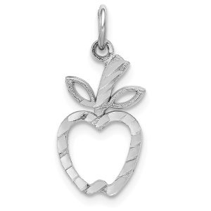 14k White Gold Diamond Cut Apple Silhouette Charm