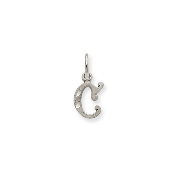 14k White Gold, Isabelle Collection, Mini Letter C Initial Charm