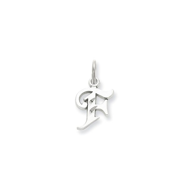 14k White Gold, Isabelle Collection, Mini Letter F Initial Charm