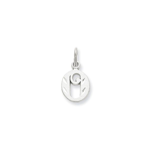 14k White Gold, Isabelle Collection, Mini Letter O Initial Charm