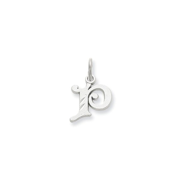 14k White Gold, Isabelle Collection, Mini Letter P Initial Charm