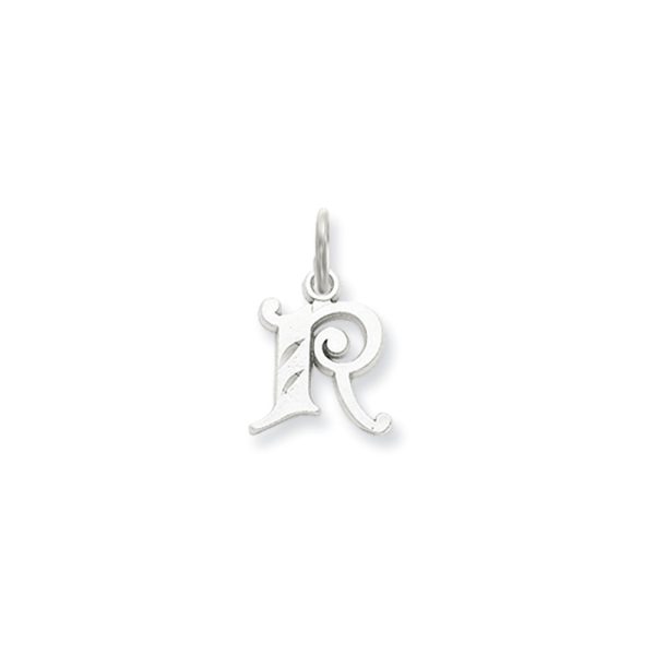 14k White Gold, Isabelle Collection, Mini Letter R Initial Charm