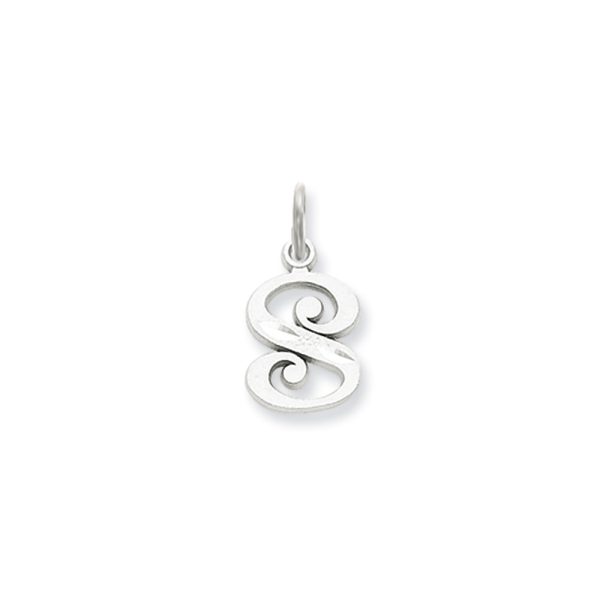 14k White Gold, Isabelle Collection, Mini Letter S Initial Charm