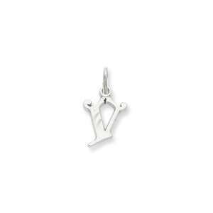 14k White Gold, Isabelle Collection, Mini Letter V Initial Charm