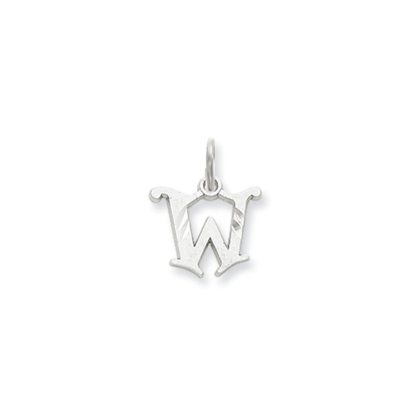 14k White Gold, Isabelle Collection, Mini Letter W Initial Charm