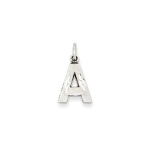 14k White Gold, Julia Collection, Small Satin Block Initial A Pendant