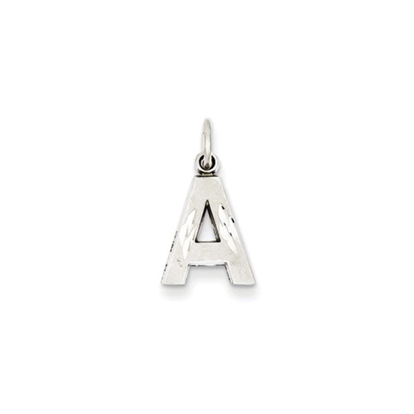 14k White Gold, Julia Collection, Small Satin Block Initial A Pendant