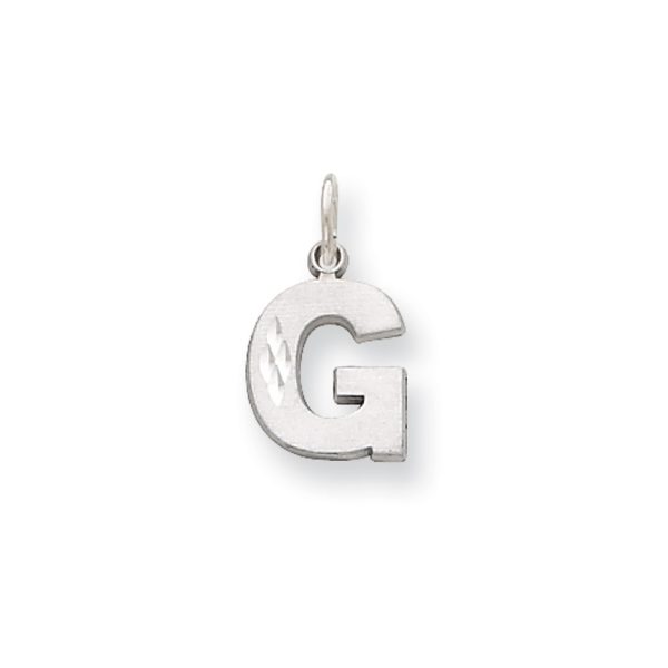 14k White Gold, Julia Collection, Small Satin Block Initial G Pendant