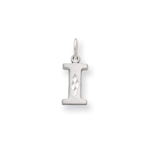 14k White Gold, Julia Collection, Small Satin Block Initial I Pendant