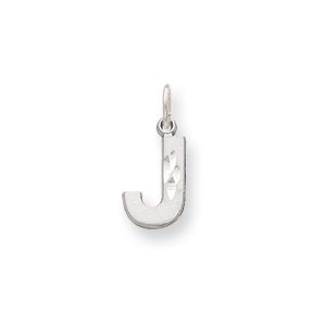 14k White Gold, Julia Collection, Small Satin Block Initial J Pendant