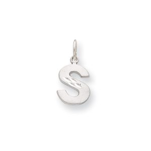 14k White Gold, Julia Collection, Small Satin Block Initial S Pendant