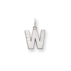 14k White Gold, Julia Collection, Small Satin Block Initial W Pendant