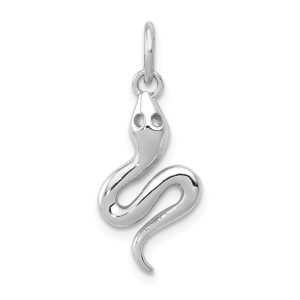 14k White Gold Polished 3D Snake Charm