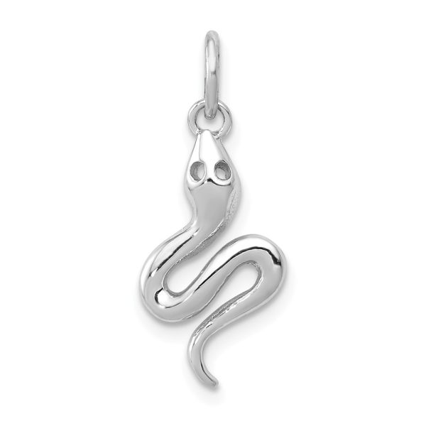 14k White Gold Polished 3D Snake Charm