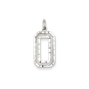 14k White Gold, Varsity Collection, Large D/C Pendant, Number 0