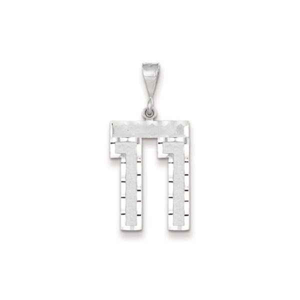 14k White Gold, Varsity Collection, Large D/C Pendant, Number 11