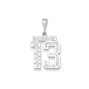 14k White Gold, Varsity Collection, Large D/C Pendant, Number 13