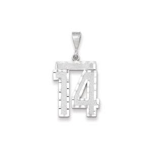 14k White Gold, Varsity Collection, Large D/C Pendant, Number 14