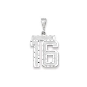 14k White Gold, Varsity Collection, Large D/C Pendant, Number 16