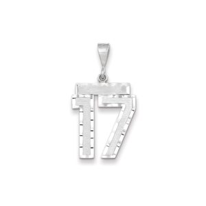 14k White Gold, Varsity Collection, Large D/C Pendant, Number 17