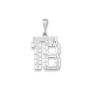 14k White Gold, Varsity Collection, Large D/C Pendant, Number 18