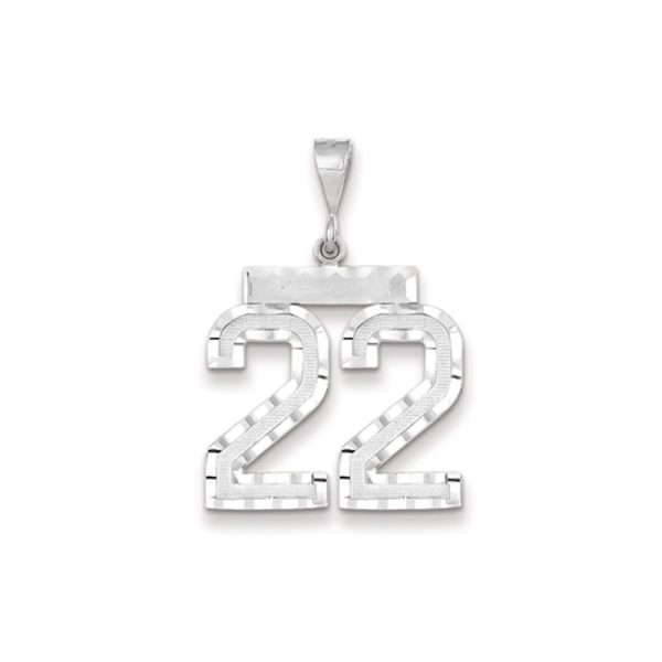 14k White Gold, Varsity Collection, Large D/C Pendant, Number 22