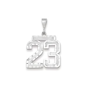 14k White Gold, Varsity Collection, Large D/C Pendant, Number 23