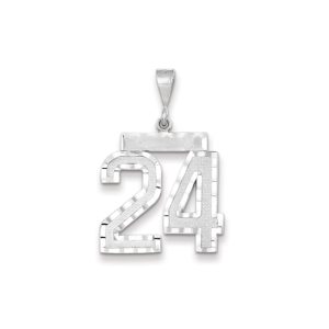 14k White Gold, Varsity Collection, Large D/C Pendant, Number 24