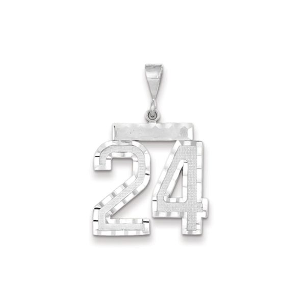 14k White Gold, Varsity Collection, Large D/C Pendant, Number 24