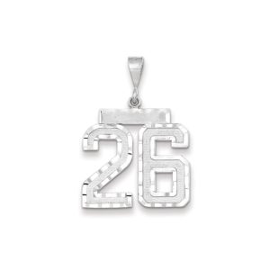 14k White Gold, Varsity Collection, Large D/C Pendant, Number 26