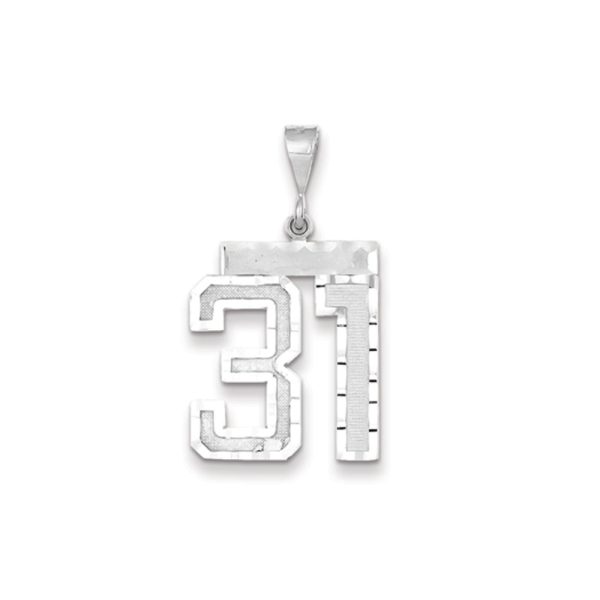 14k White Gold, Varsity Collection, Large D/C Pendant, Number 31