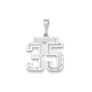 14k White Gold, Varsity Collection, Large D/C Pendant, Number 35