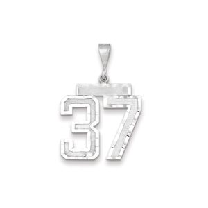 14k White Gold, Varsity Collection, Large D/C Pendant, Number 37