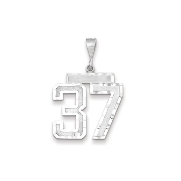 14k White Gold, Varsity Collection, Large D/C Pendant, Number 37