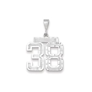 14k White Gold, Varsity Collection, Large D/C Pendant, Number 38