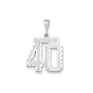 14k White Gold, Varsity Collection, Large D/C Pendant, Number 40