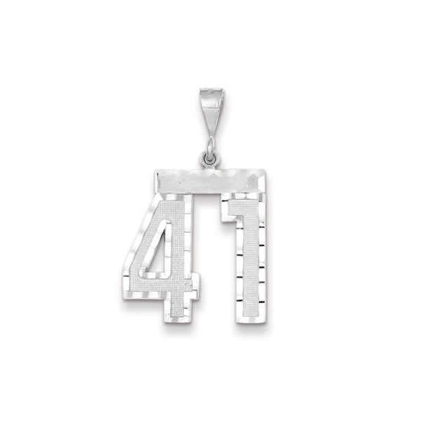 14k White Gold, Varsity Collection, Large D/C Pendant, Number 41