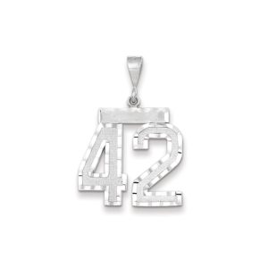 14k White Gold, Varsity Collection, Large D/C Pendant, Number 42