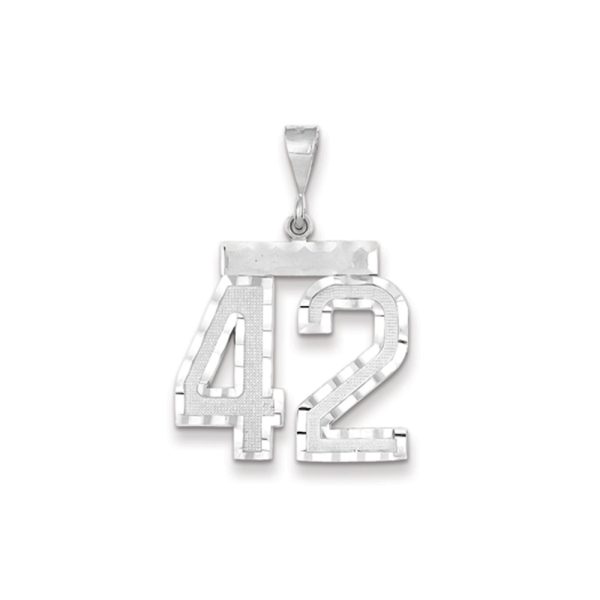 14k White Gold, Varsity Collection, Large D/C Pendant, Number 42