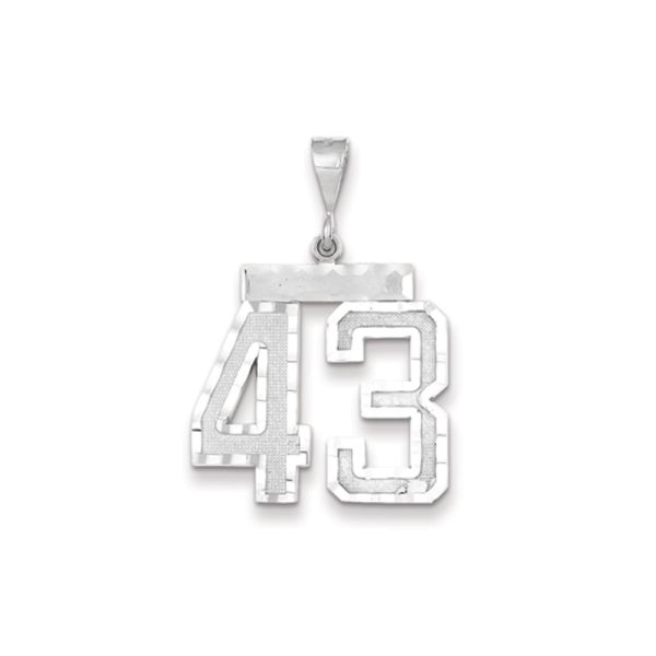 14k White Gold, Varsity Collection, Large D/C Pendant, Number 43