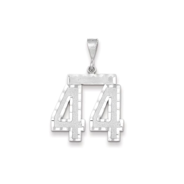 14k White Gold, Varsity Collection, Large D/C Pendant, Number 44