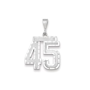 14k White Gold, Varsity Collection, Large D/C Pendant, Number 45