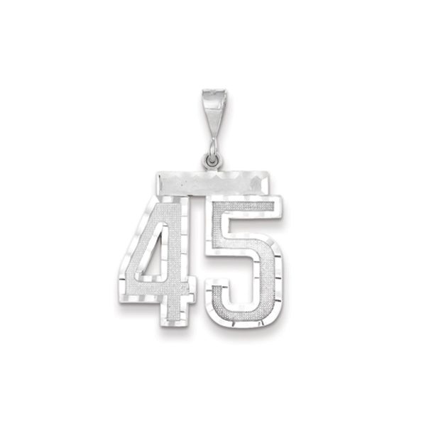 14k White Gold, Varsity Collection, Large D/C Pendant, Number 45