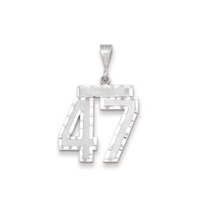 14k White Gold, Varsity Collection, Large D/C Pendant, Number 47