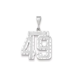 14k White Gold, Varsity Collection, Large D/C Pendant, Number 49