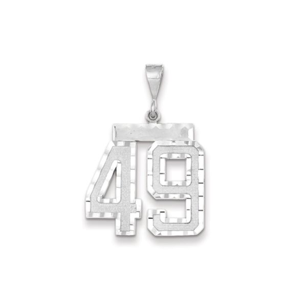 14k White Gold, Varsity Collection, Large D/C Pendant, Number 49