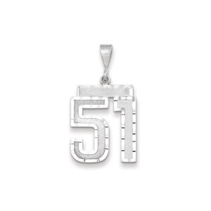 14k White Gold, Varsity Collection, Large D/C Pendant, Number 51